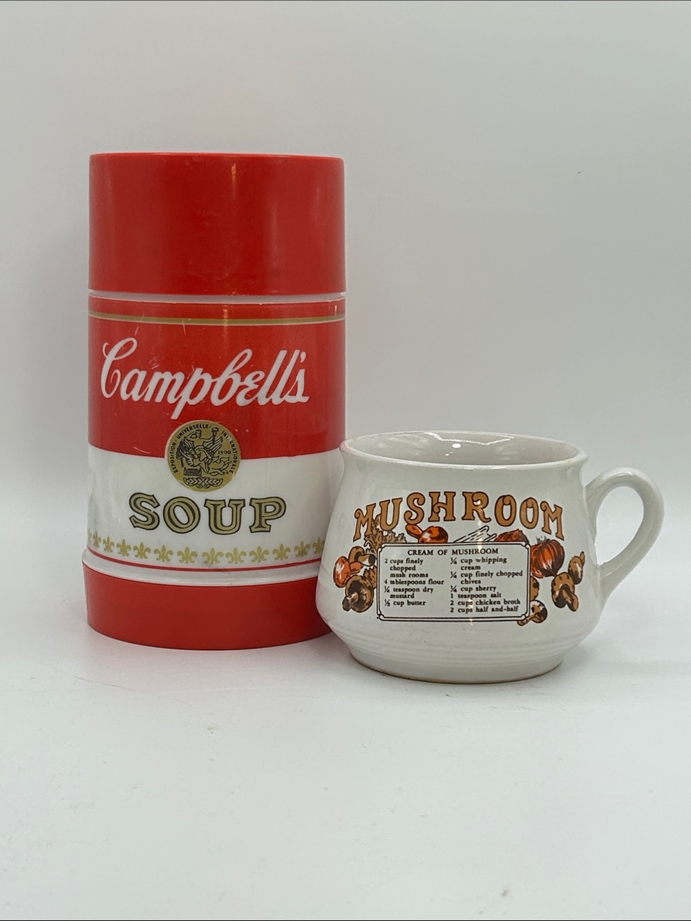 Campbells Soup Lot Thermos Mushroom Recipe Mug